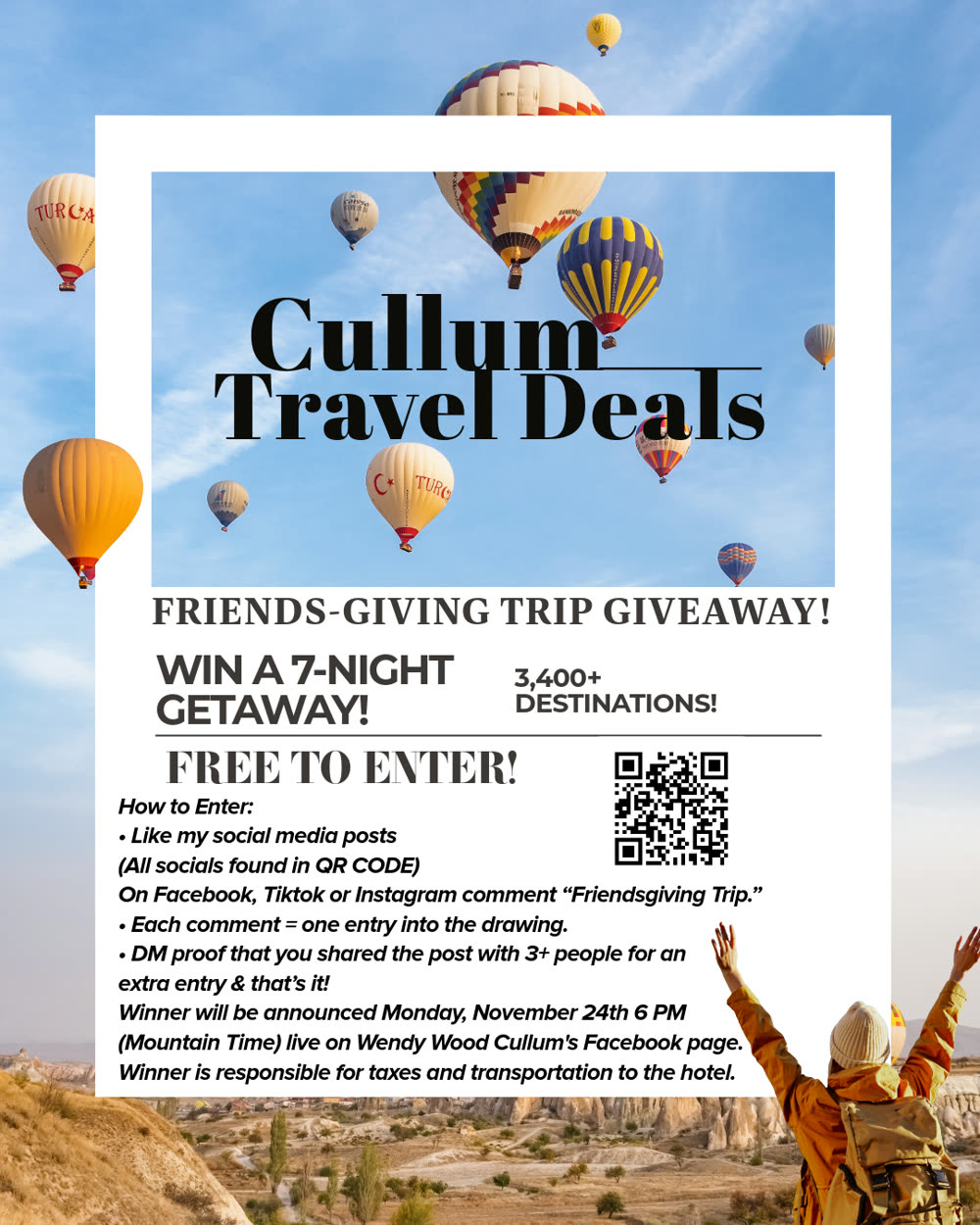 Cullum Travel Deals Friendsgiving trip giveaway ad